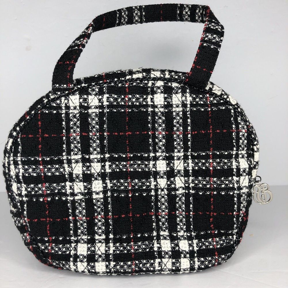 Vera Bradley Tweed Collection Wool Canteen Tote Bag Black, White &‎ Red Plaid